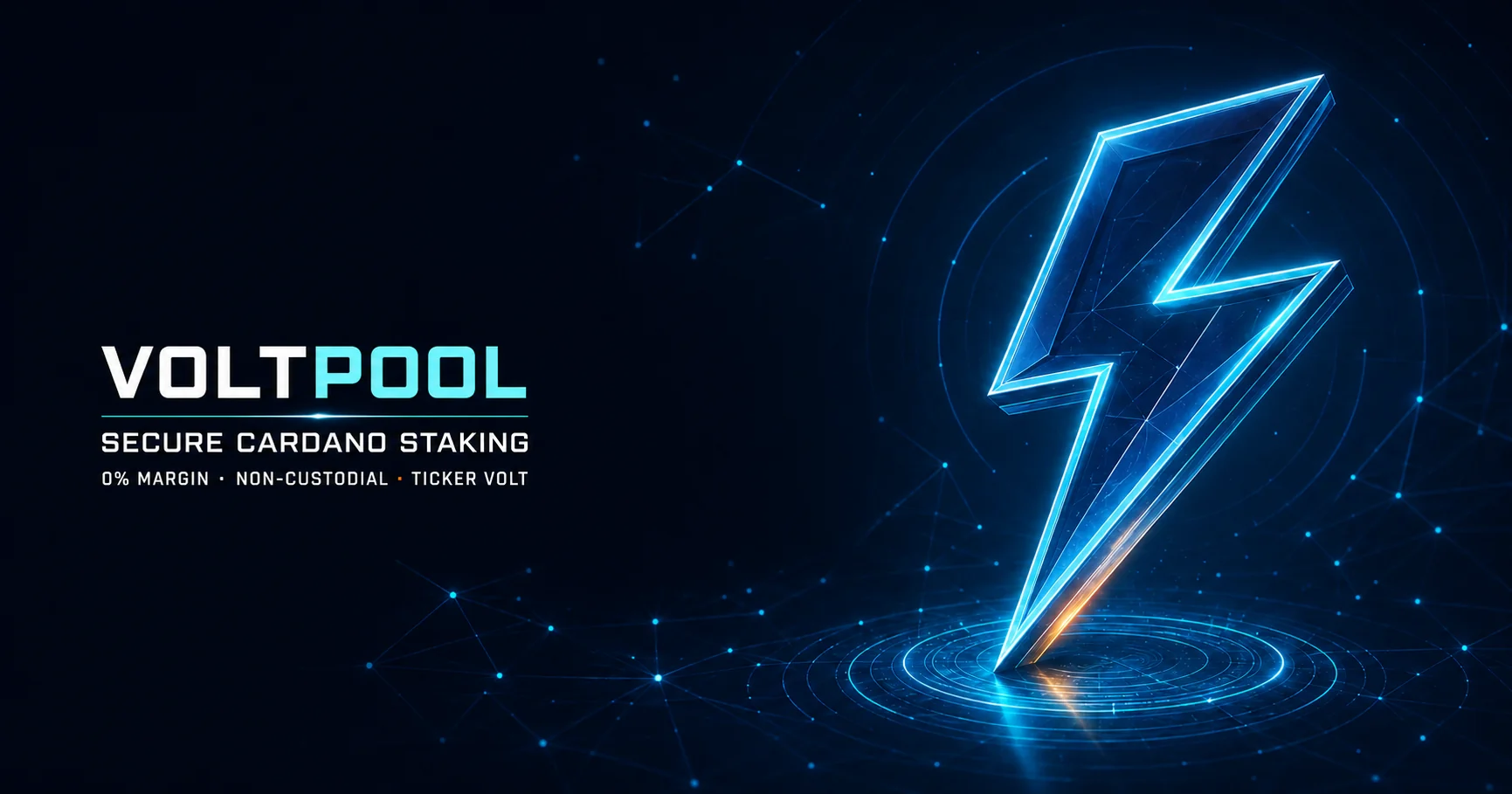 Glowing electric-blue VoltPool lightning bolt